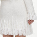 White Fringe Knit Mini Skirt