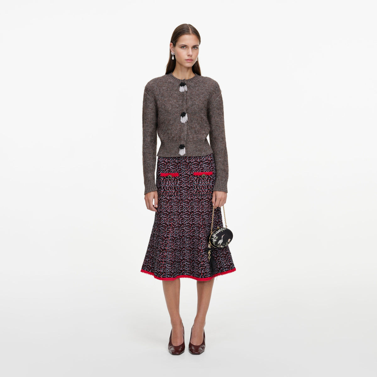 Brown Fluffy Knit Cardigan