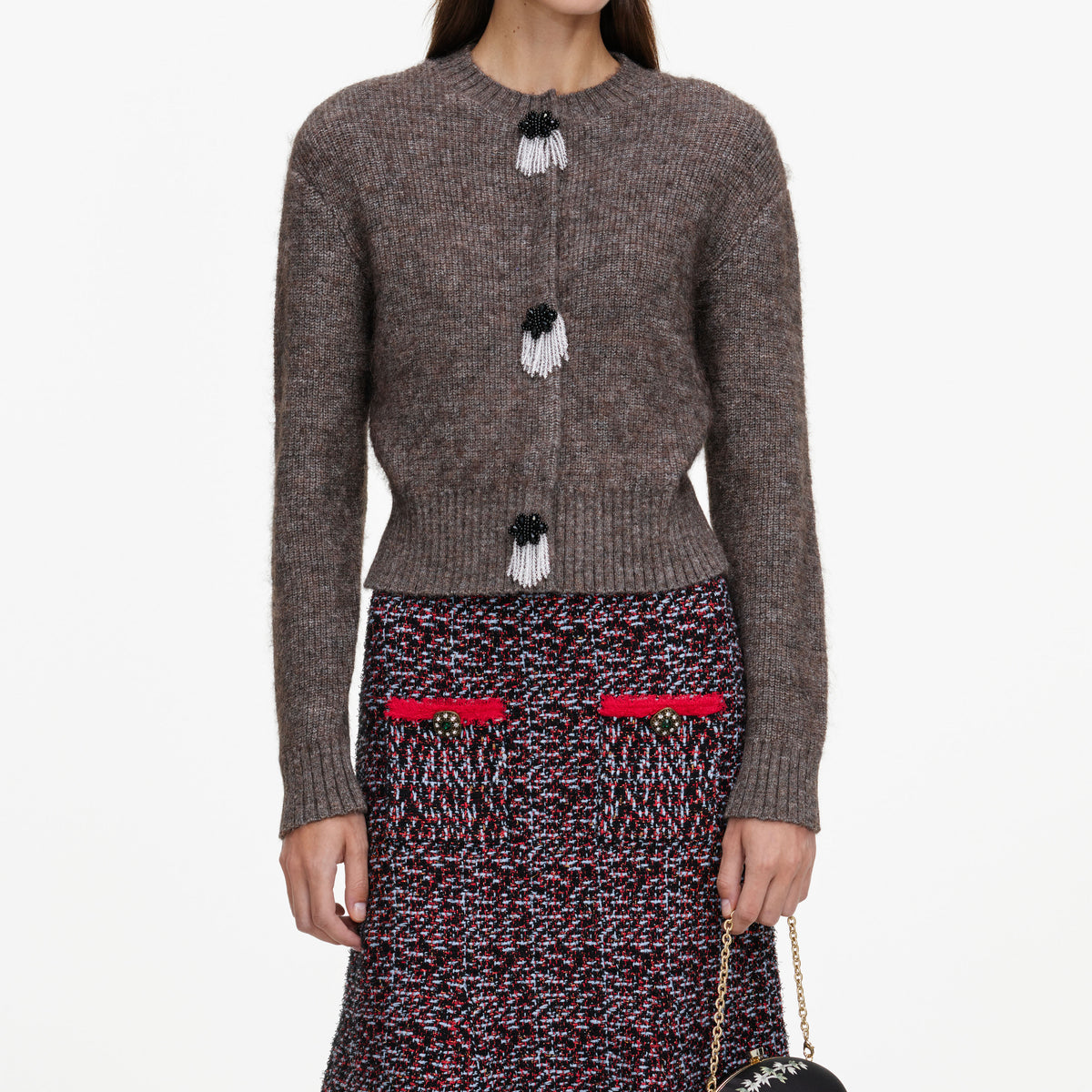 Brown Fluffy Knit Cardigan