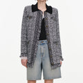 Black And White Textured Knit Cardigan