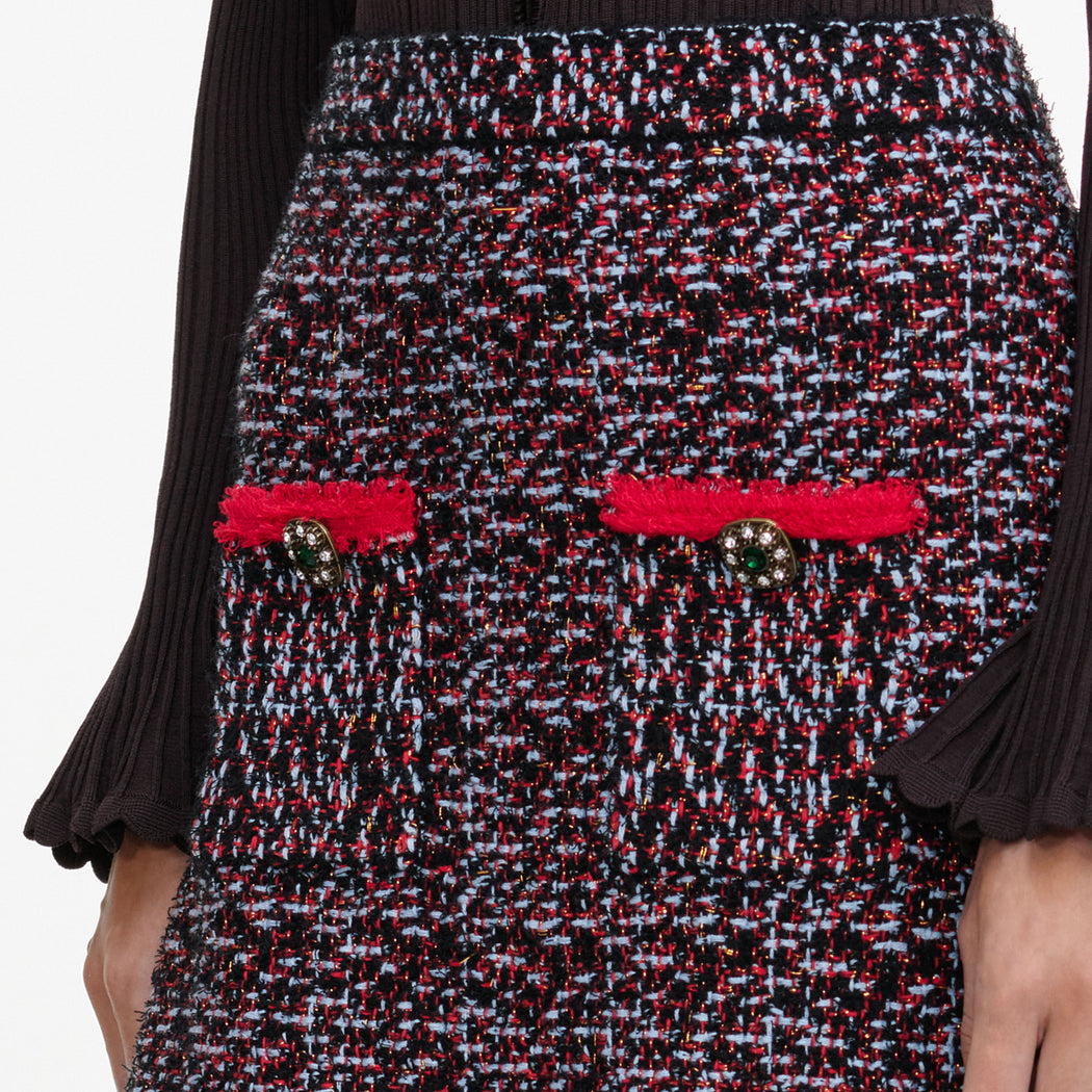 A close up of the fabric for the Multi Textured Knit Midi Skirt