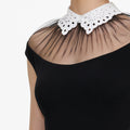 Black Crepe Contrast Collar Midi Dress