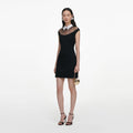Black Crepe Contrast Collar Mini Dress