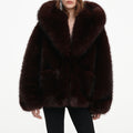 Brown Faux Fur Hooded Jacket