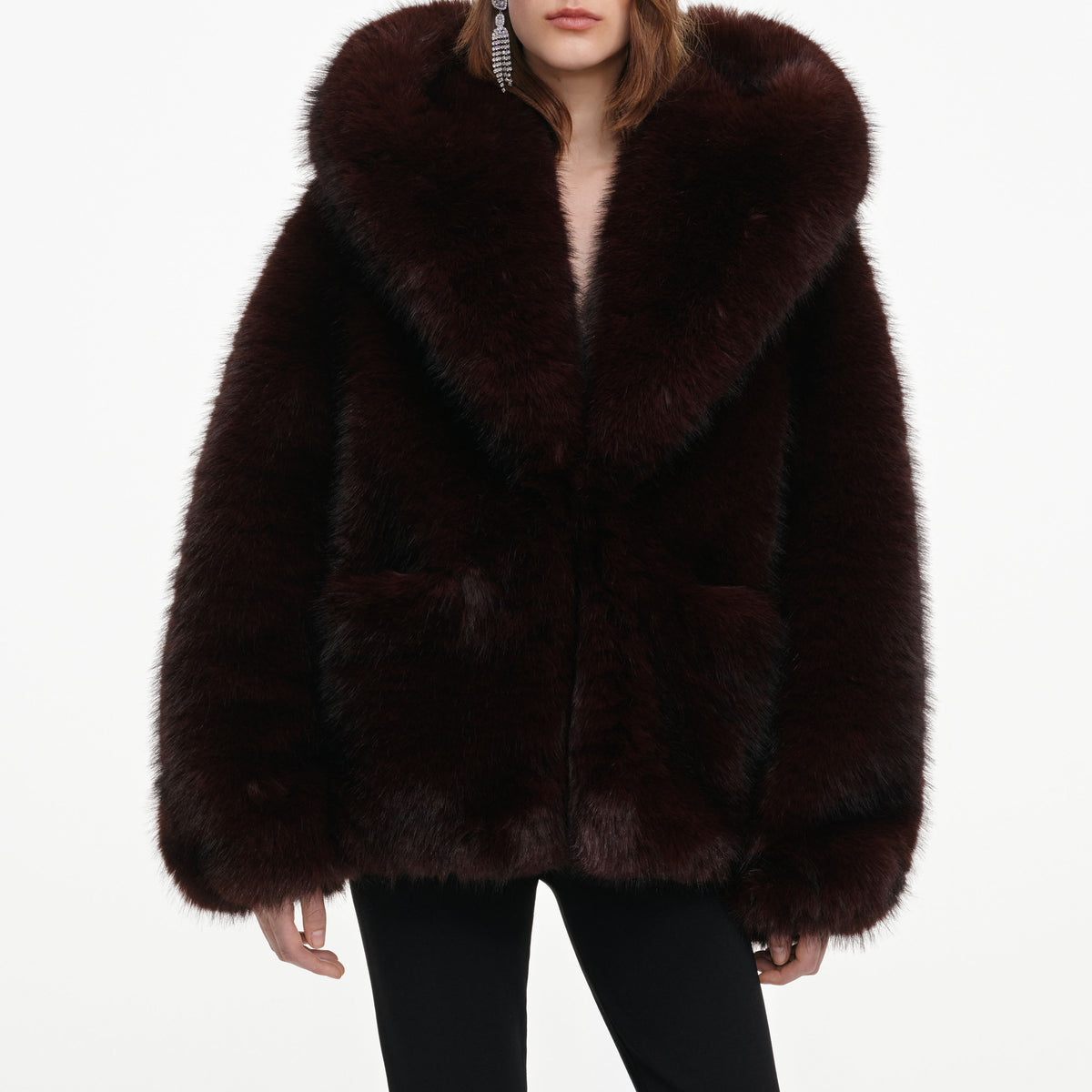 Brown Faux Fur Hooded Jacket