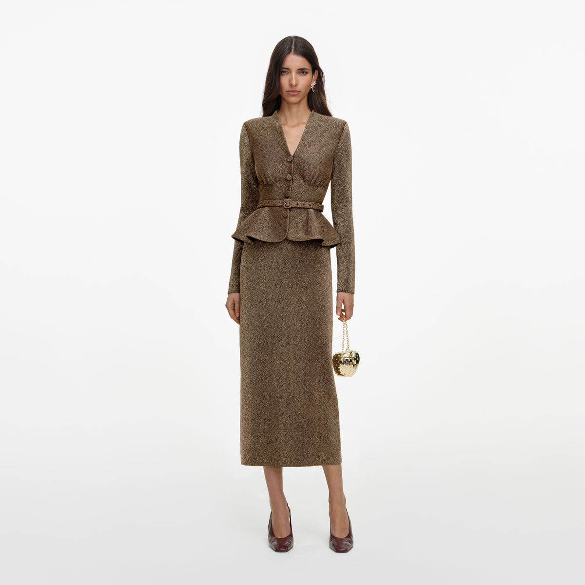 Bronze Tailored Knit Midi Dress