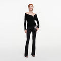 Black Brooch Chenille Knit Top
