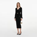 Black Chenille Peplum Knit Midi Dress