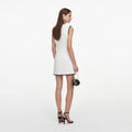 Cream Sleeveless Boucle Mini Dress