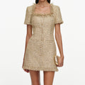 Gold Sequin Boucle Mini Dress