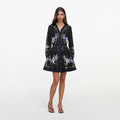 Navy Floral Organza Mini Dress
