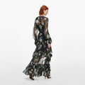 Navy Floral Georgette Maxi Dress