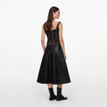 Black Faux Leather Midi Skirt