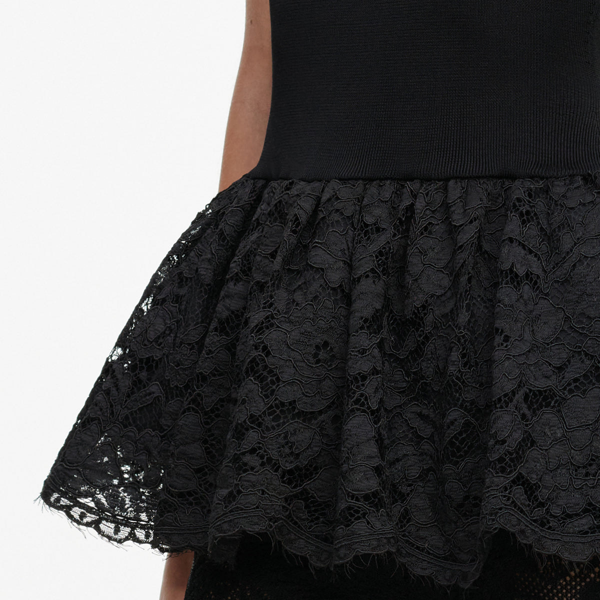 Black Peplum Viscose Knit Top
