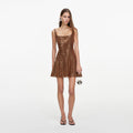 Brown Rhinestone Mini Dress