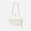 Cream Feather Clutch Bag