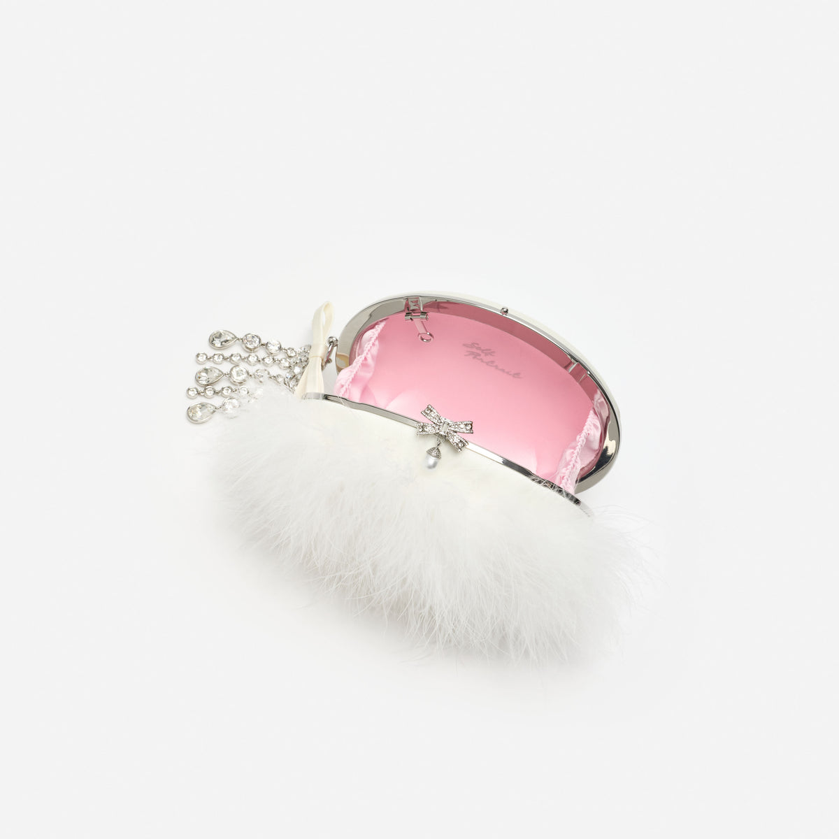 Cream Feather Clutch Bag