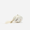 Cream Satin Embroidered Oval Clutch Bag