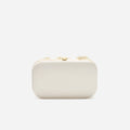 Cream Satin Floral Textured Clutch Bag