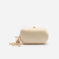 Champagne Rectangle Satin Clutch Bag
