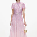 Pink Ombre Rhinestone Twist Midi Dress