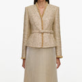 Gold Boucle Pleated Maxi Dress