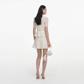 Cream Pointelle Knit Wrap Peplum Dress