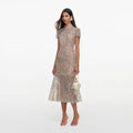 Silver Sequin Embellished Midi Dress