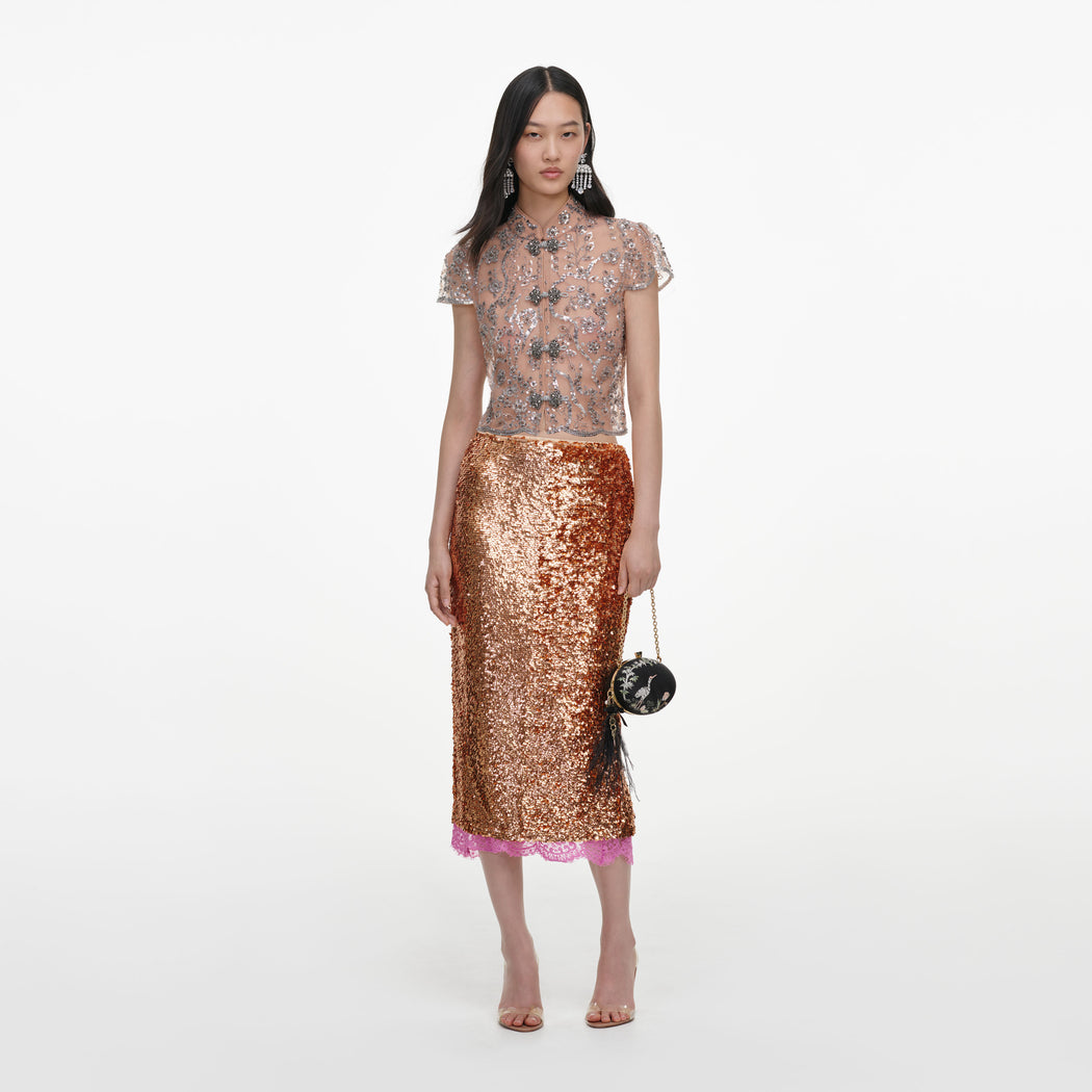 Silver Sequin Embellished Top