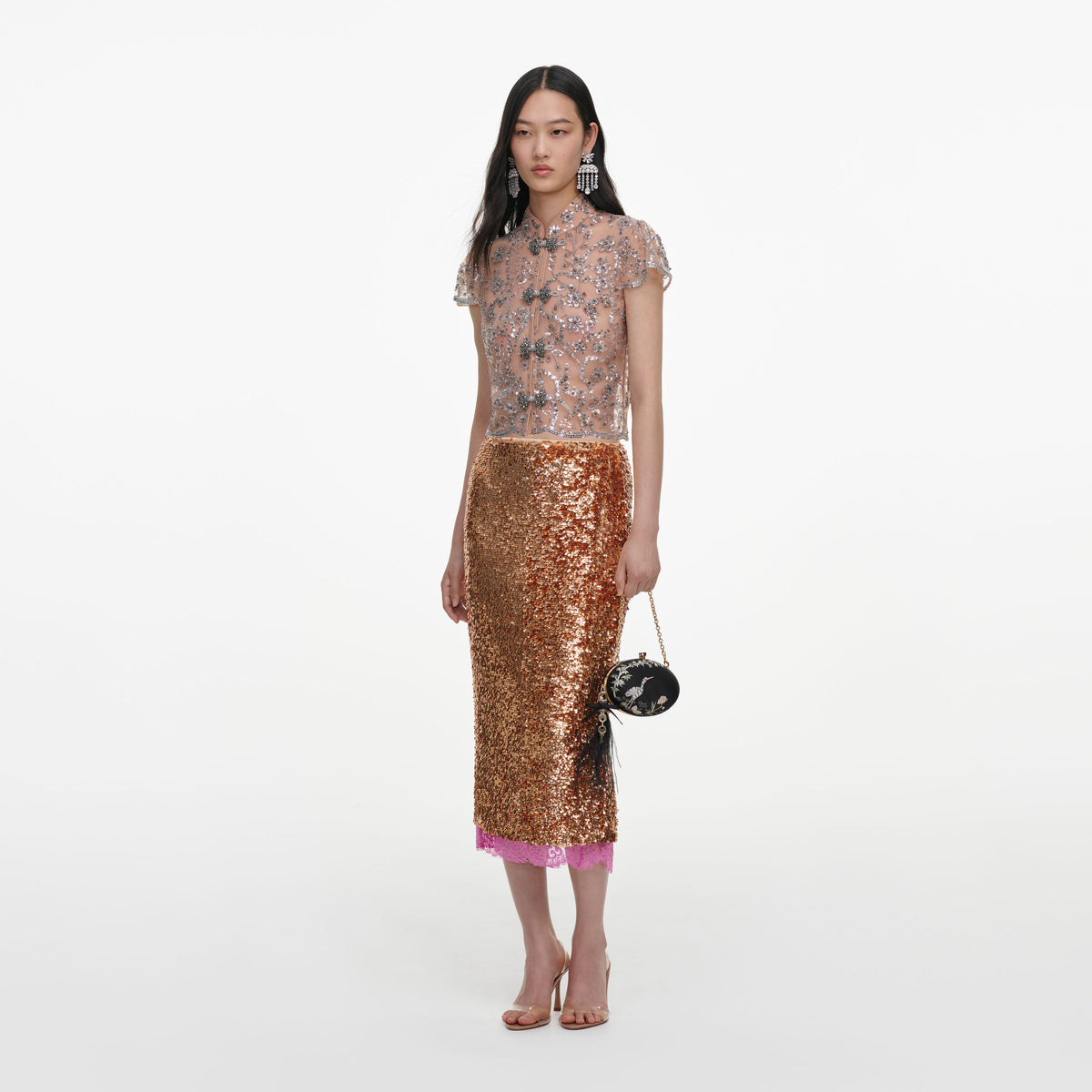 Silver Sequin Embellished Top