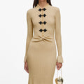 Gold Metallic Knit Midi Dress