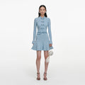 Blue Metallic Knit Mini Dress