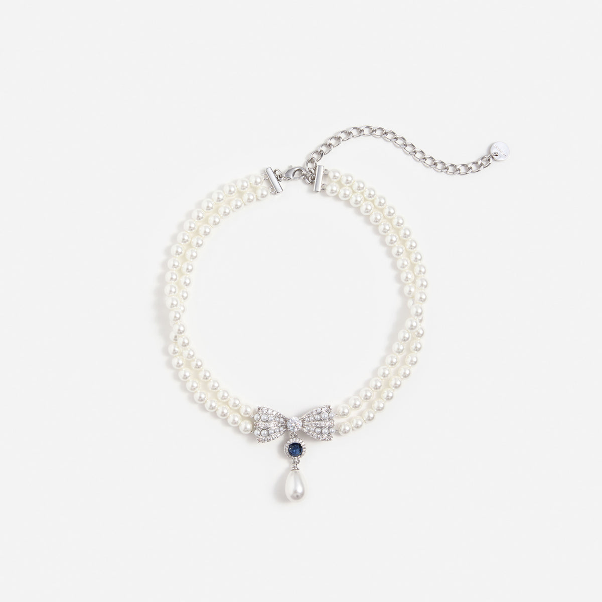 Pearl Crystal Bow Necklace