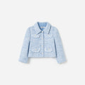Blue Textured Boucle Jacket