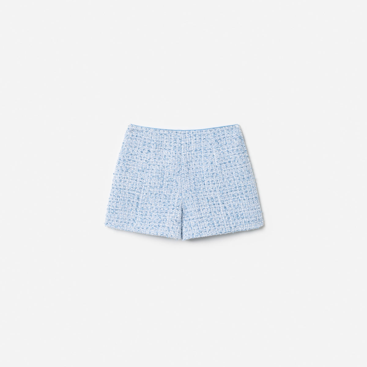 Blue Textured Boucle Shorts