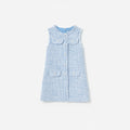 Blue Textured Boucle Sleeveless Dress