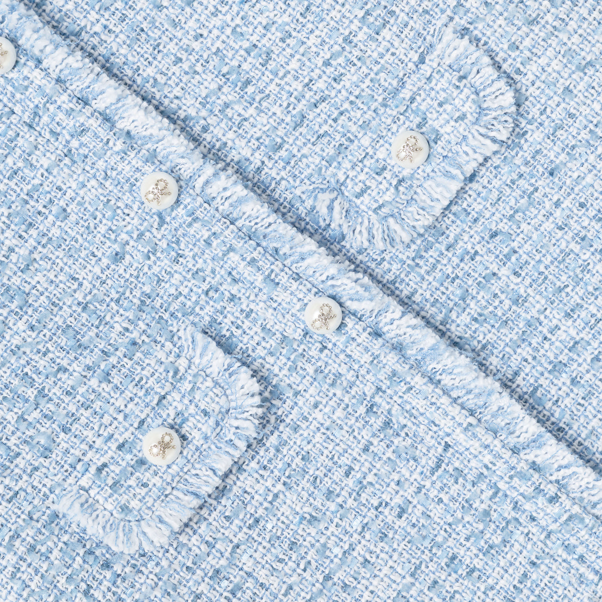 Blue Textured Boucle Sleeveless Dress
