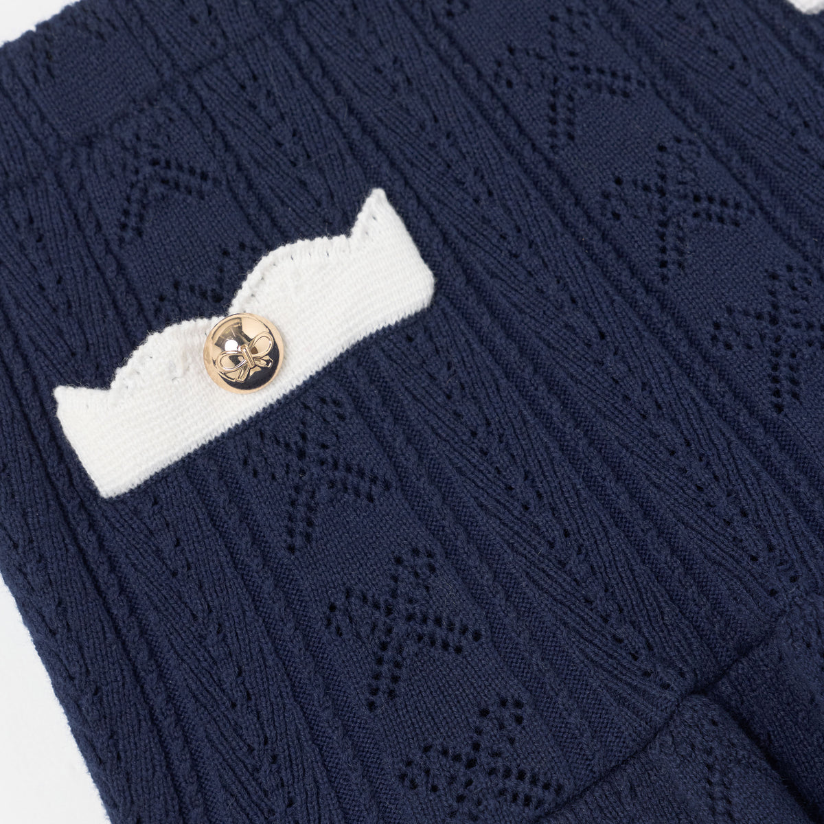 Navy Pointelle Knit Skirt