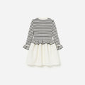 Cream Striped Ribbed Knit Mini Dress