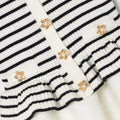 Cream Striped Ribbed Knit Mini Dress