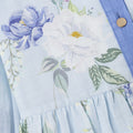 Blue Floral Printed Ramie Dress