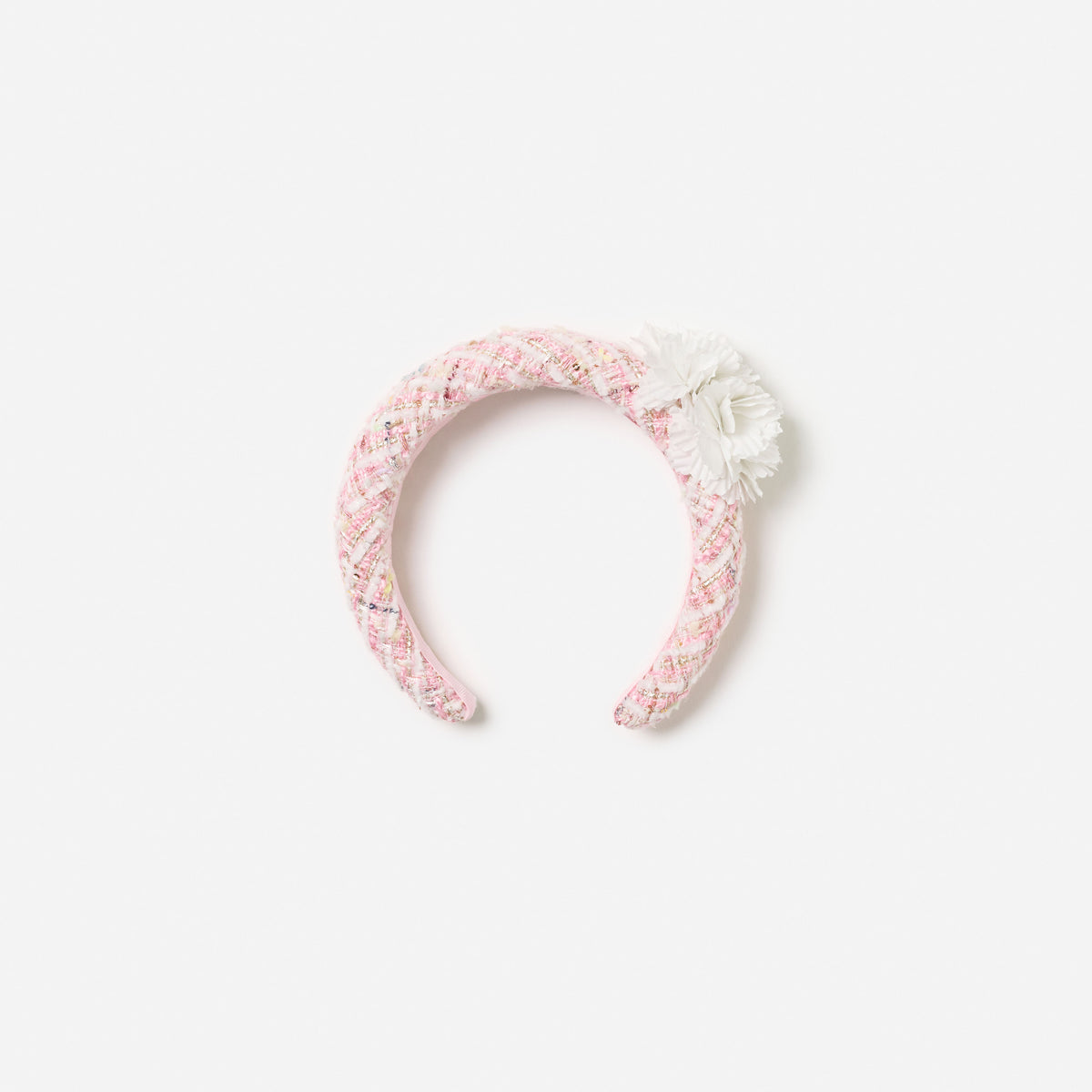 Pink Boucle Flower Head Band