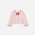 Pink Textured  Boucle Frill Collar  Jacket