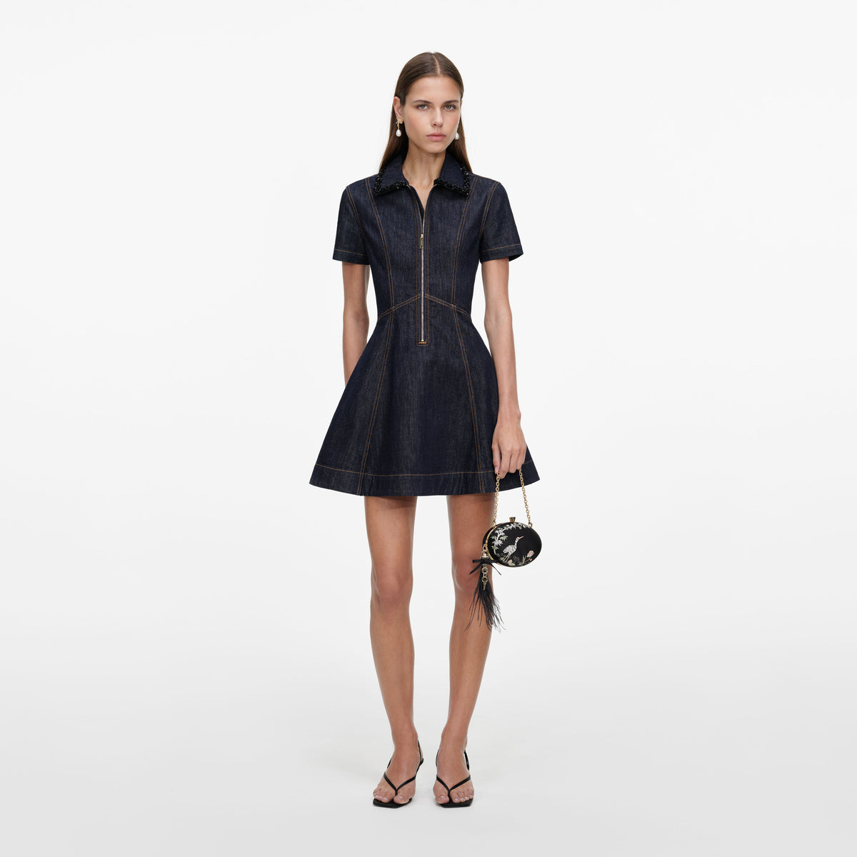 Indigo Denim Collared Mini Dress