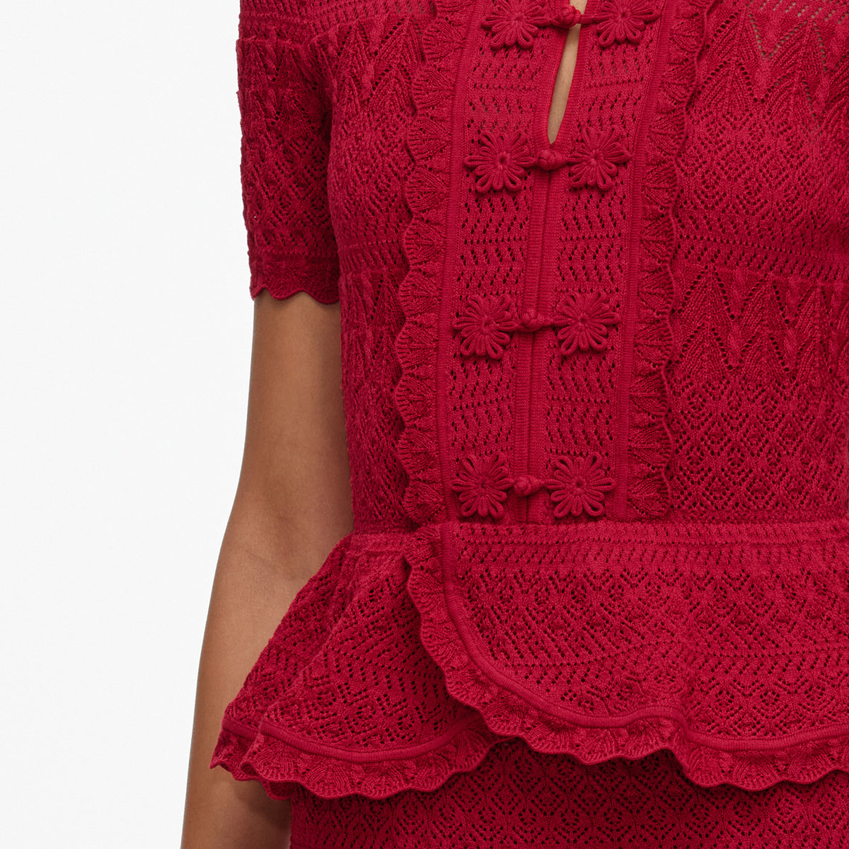 Red Knit Peplum Mini Dress