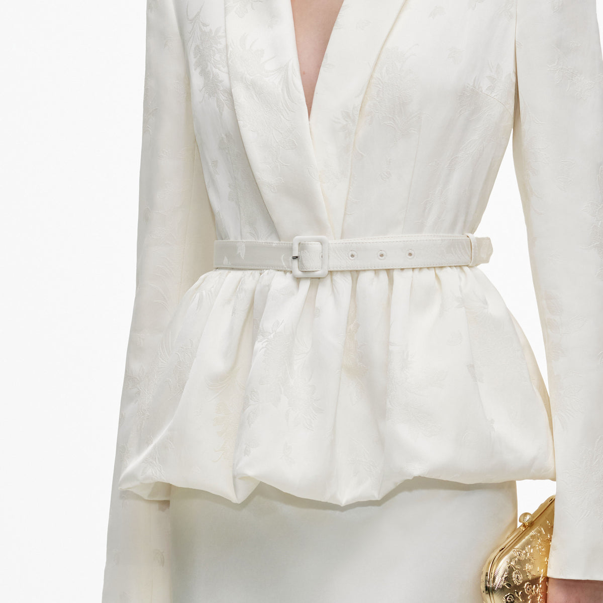 Cream Jacquard Tailored Maxi Dress