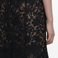 Black Lace Beaded Trim Midi Dress