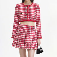 Red Check Boucle Cropped Jacket