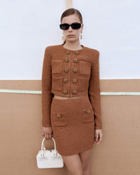 Brown Textured Knit Jacket