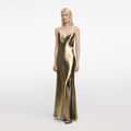 Gold Metallic Strappy Maxi Dress